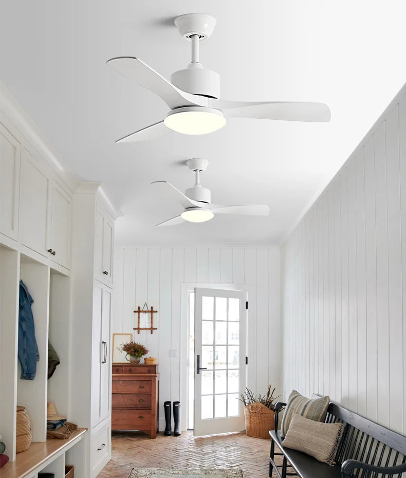 Modern Nordic Led Ceiling Fans with Lights Home Decoration Strong Wind with Focus Lamps for Kitchen Living Dining Room With Fan