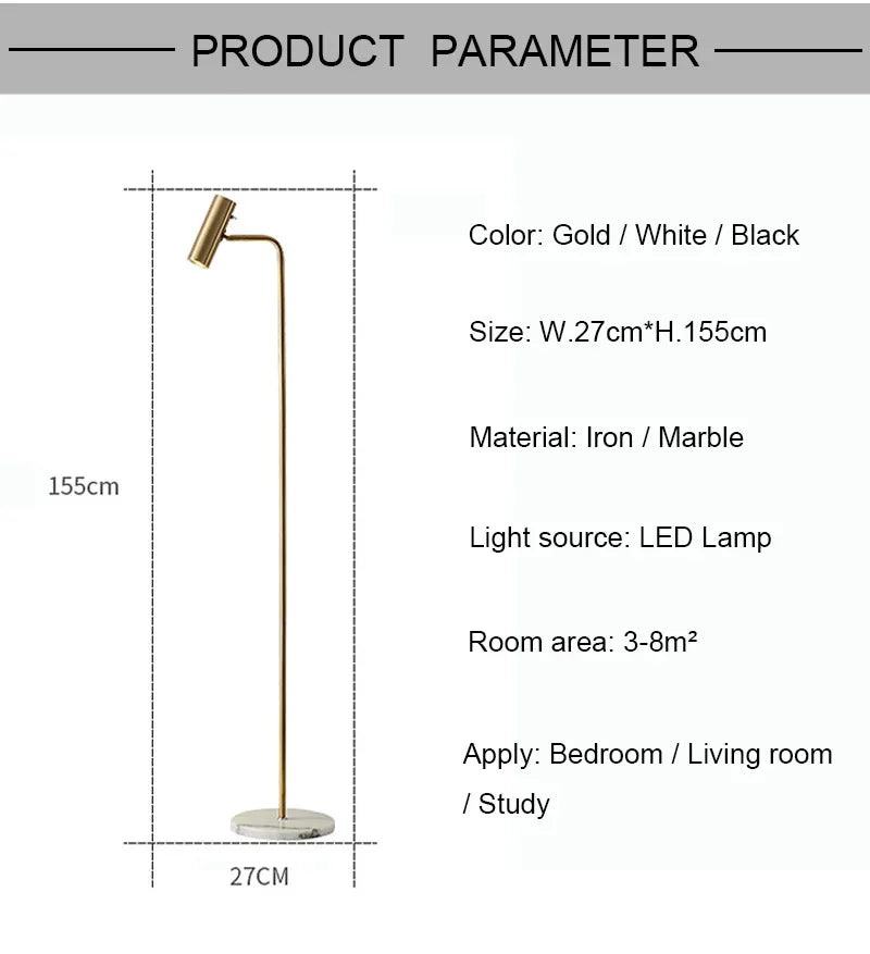 Modern LED Dimmable Floor Lamp Gold/Black/White Minimalist Foyer Bedroom Office Vertical Floor Light Home Decor Light Fixtures
