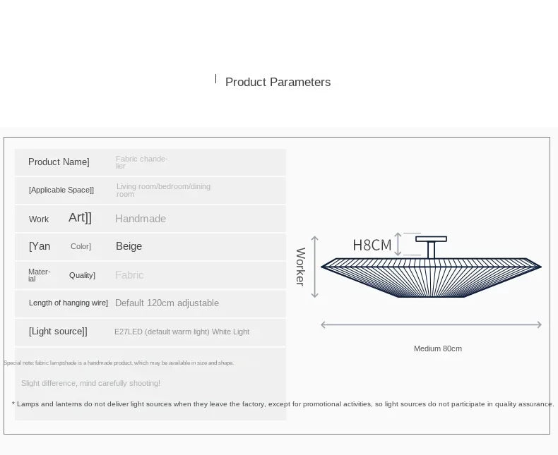 2024 Ceiling Light Simple Round Whtie Fabric Planted Lamp Foyer Creative Flying Saucer Light Restaurants Hotel Lobby Lighting