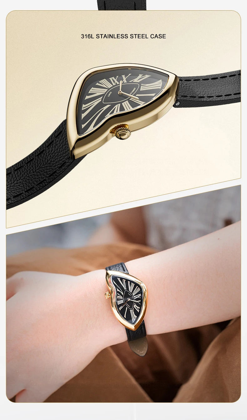 CRONUSART Women Quartz Watch 28mm*46mm Luxury Ladies Wristwatch Irregular Case Crystal Mirror Thickness 8.1mm