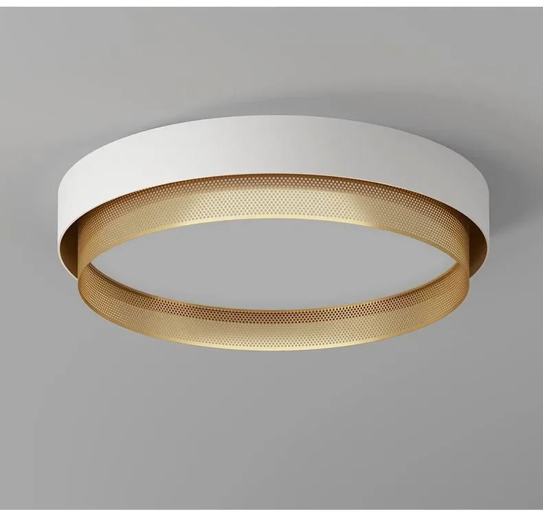 2025 New Nordic LED Ceiling Light Living Room Bedroom Black Metal Grid Ceiling Light Modern Creative Circular Room Lighting