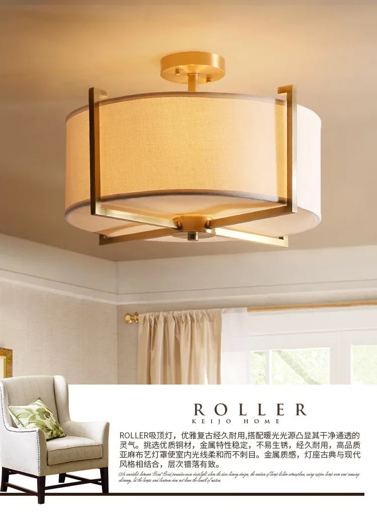New Chinese Style Ceiling Lamp Exhibition Hall Hotel Restaurant Porch Study Bedroom Fabric Ceiling Lamp  Lustres  Room Decor