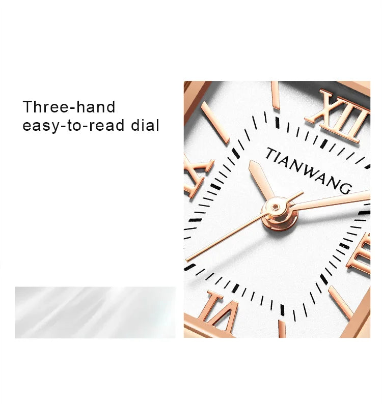 Elegance Leather Watch TIANWANG Luxury Square Women Genuine Leather Japanese Movement Minimalist Dress Wristwatch 3ATM
