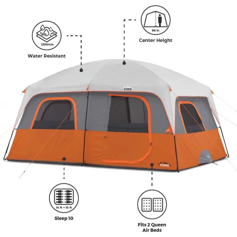 Tent for Family Camping 10 Person 11 Person 12 Person Large Multi Room Cabin Tents for Car Camping Outdoor Adventures