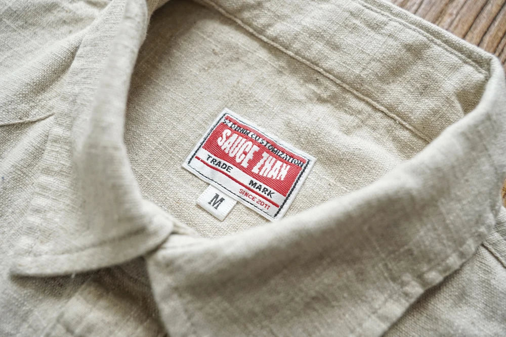 Sauce Zhan Mens Shirts Ramie Shirt for Man Long Sleeve Regular Fit