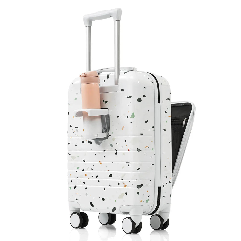 USB Port 20 24inch Front Opening Design Airline Certified Carry on Luggage ABS+PC Hard Shell Luggage with Spinner Wheels
