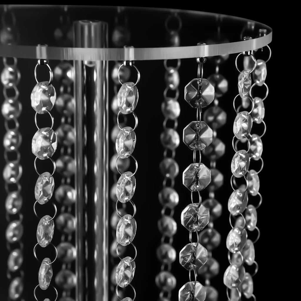 10Pcs Acrylic Crystal Flower Stand Clear Flower Vase 7.9*7.9*23.6in Hanging Beads Centerpieces Elegant Table Decor Flower Holder