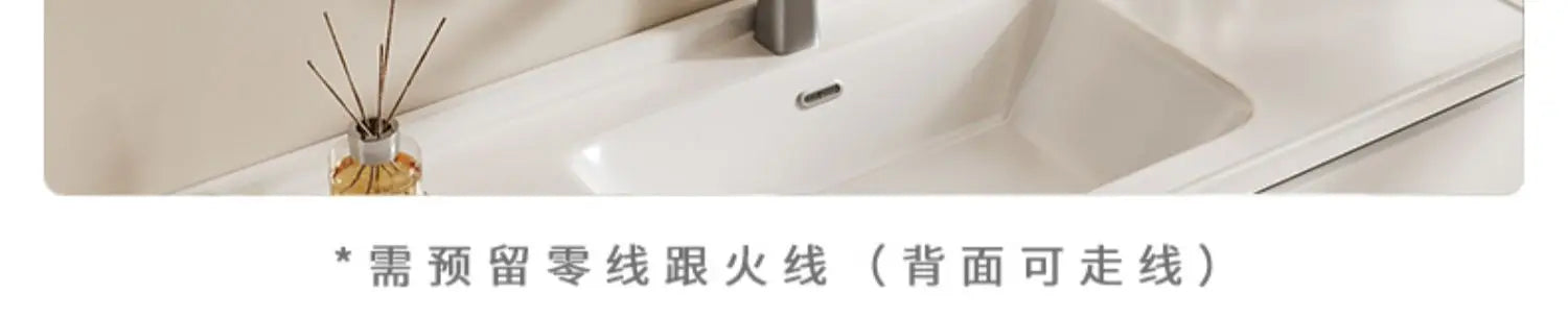 Nordic Luxury Smart Bathroom Mirror Cabinet Wall-mounted LED Light Anti-fog Bathroom Mirror Simple Bathroom Furniture FYBC