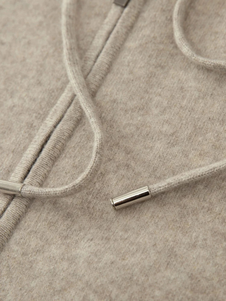 High Quality Autumn Winter Men Hooded Cashmere Sweater Long Sleeve Casual Loose 100% Merino Wool Cardigan Knitwear Clothing Tops