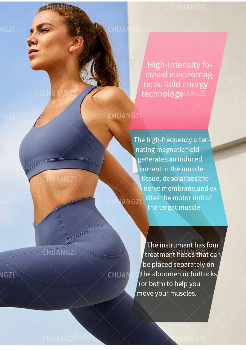 Portable HIEMT 6500W RF 15T 200HZ Body Shaper Muscle Growth Fat Burning High Intensity Electromagnetic Stimulator
