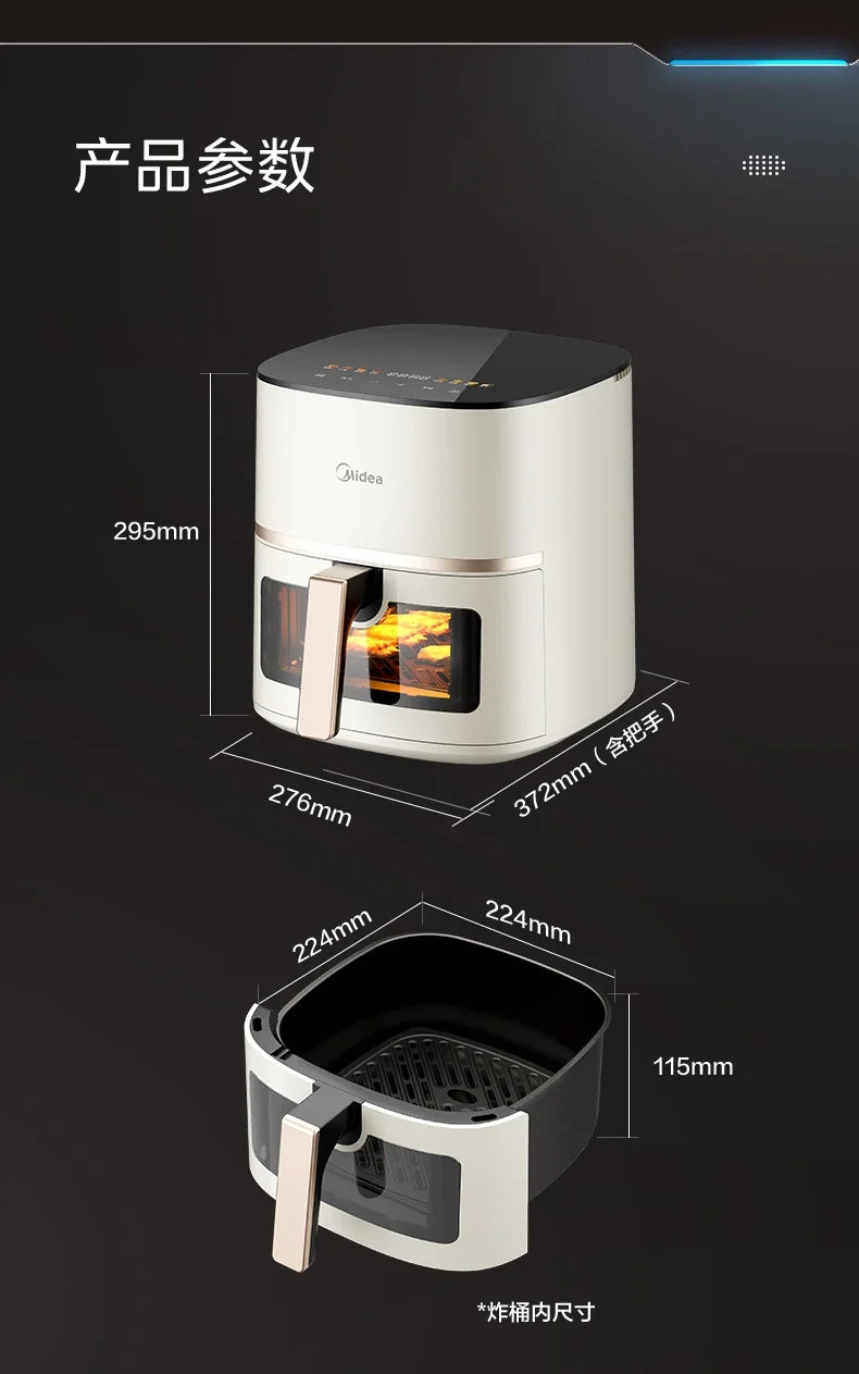 Large Capacity Air Fryer for Household Use Modern Kitchen Appliance Electric Cooking Machine with No Flip Visual Feature