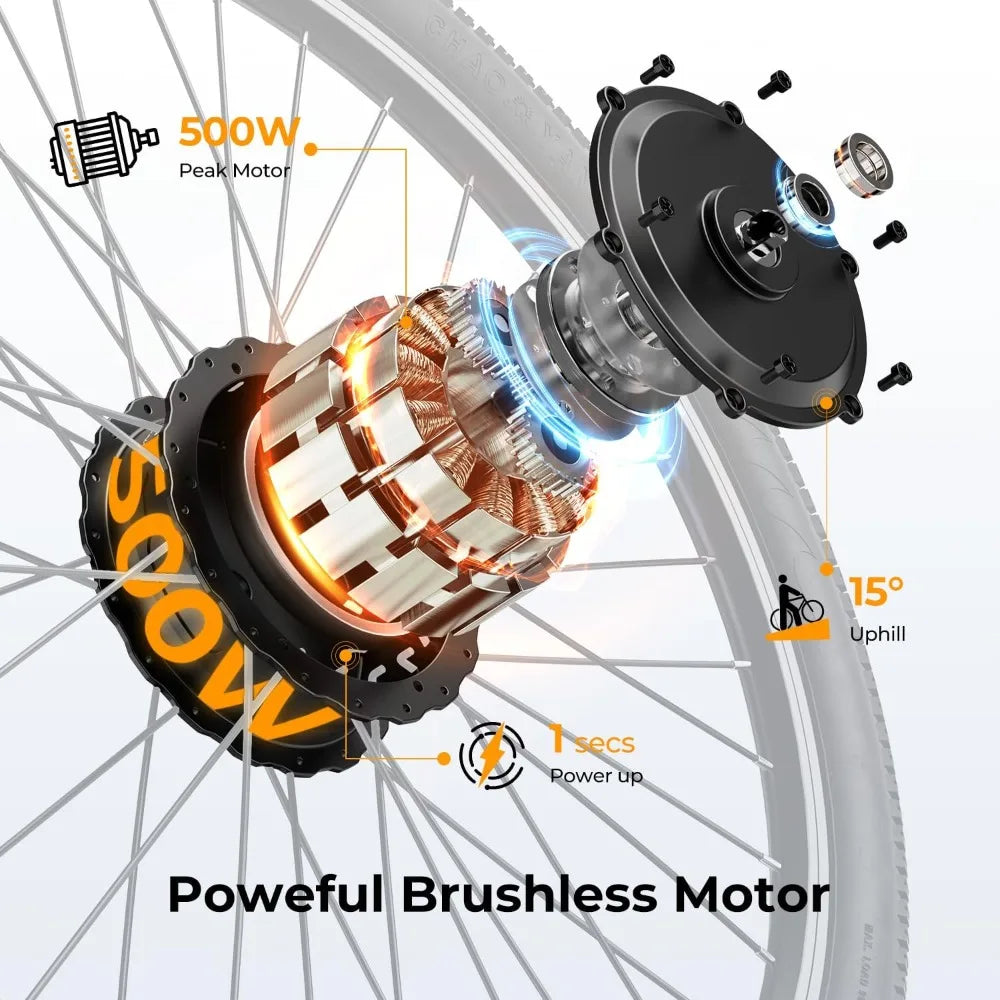 Popular - EB5 Electric Bike for Adults with Peak 750W Brushless Motor, 40Miles 20MPH Commuting Electric Mountain Bike