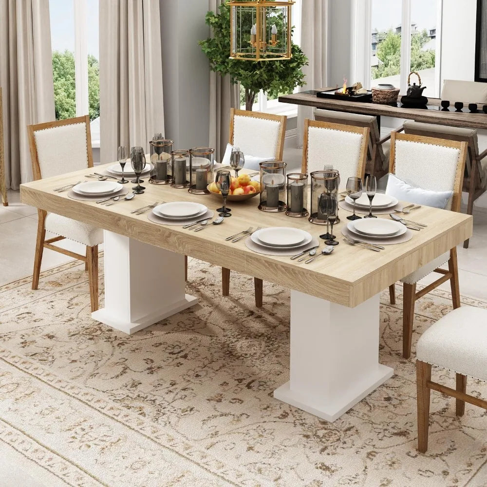 Dining Table for 4-8 People, Large Dinner Table, 78.7” Rectangular Kitchen Dining Table, Modern Dining Room Table, for Dining Ro