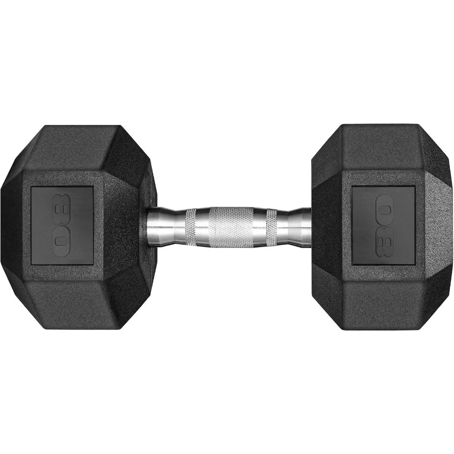 Single Dumbbell Rubber Coated Cast Iron Hex Black Dumbbell Free Weights 3085lb for Home Gym Strength Training and Fitness Exerc