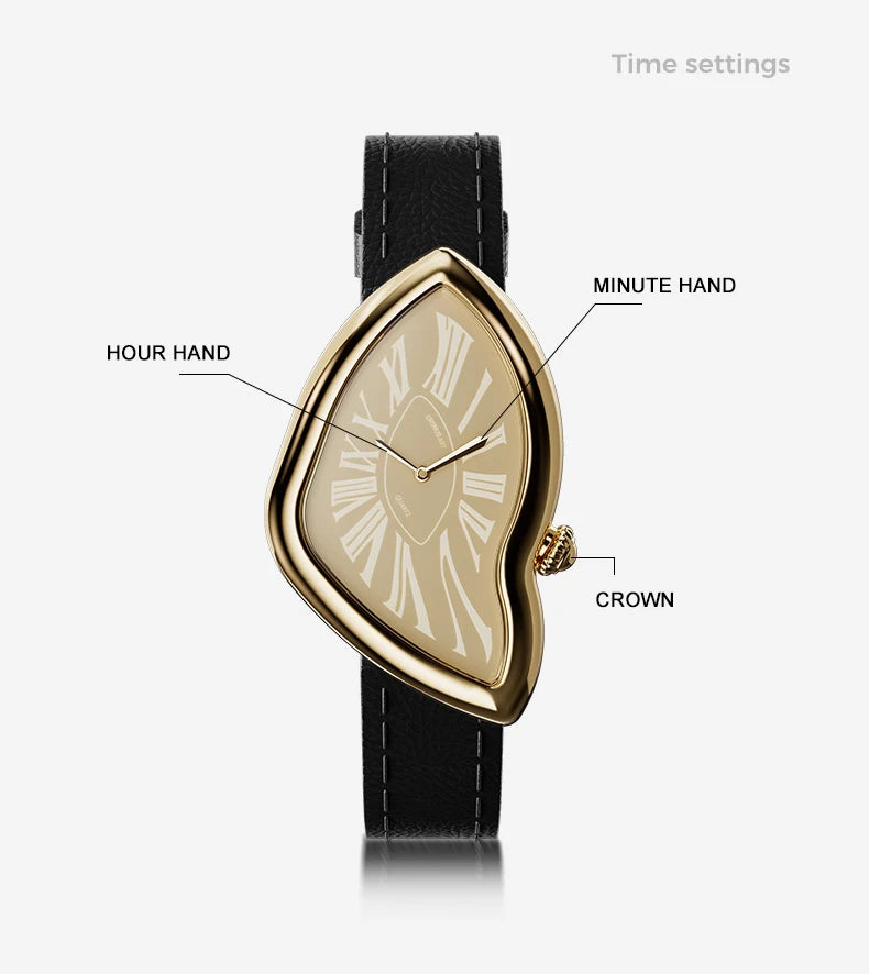 CRONUSART Women Quartz Watch 28mm*46mm Luxury Ladies Wristwatch Irregular Case Crystal Mirror Thickness 8.1mm