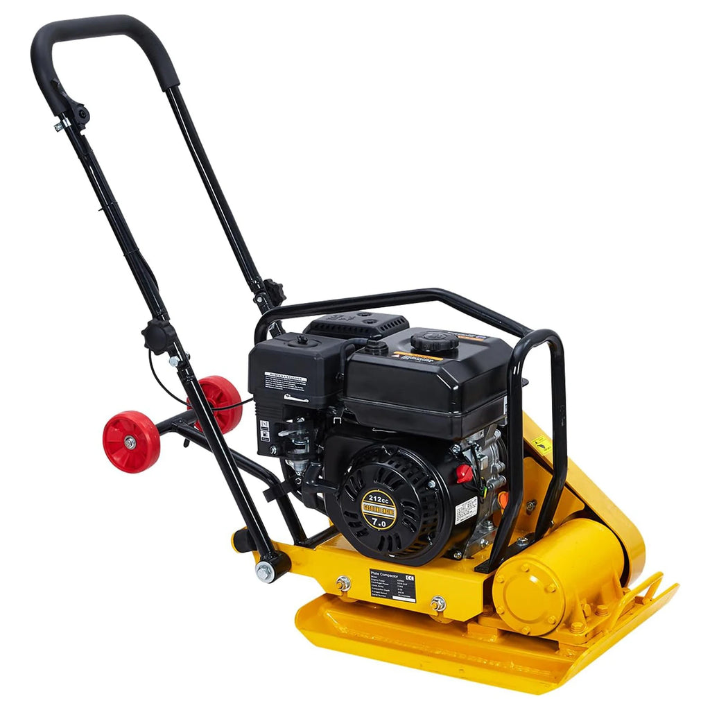 Plate Compactor 7HP 212cc Gas Engine 5,600 VPM 4200 lbs Force Vibratory Compaction Tamper for Walkways Patios Paver Landscaping