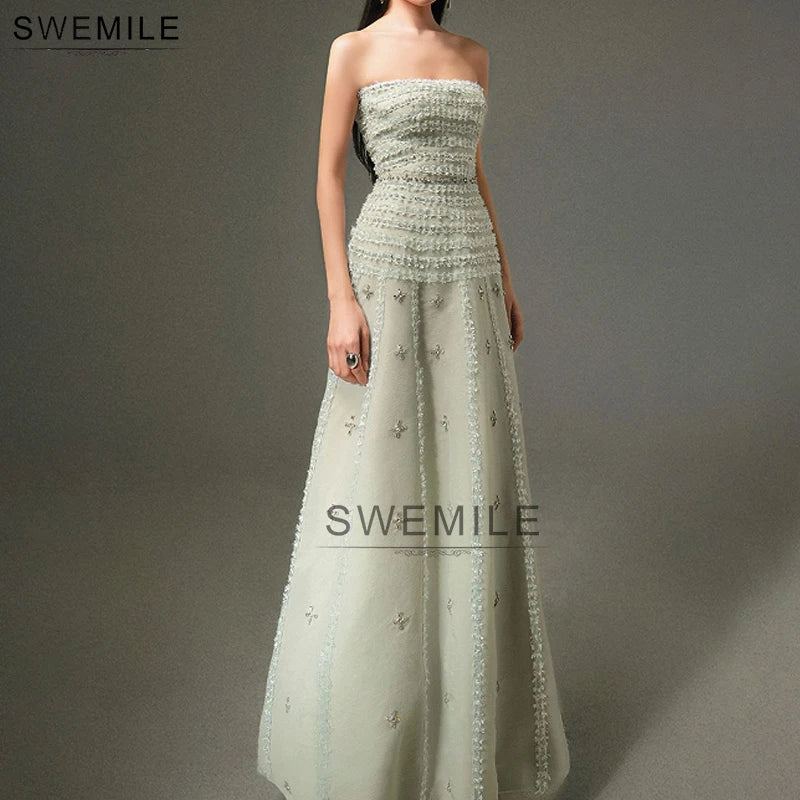 SWEMILE Elegant Strapless Diamond Evening Dresses 2025 A-Line Prom Gowns Customized robes de soirée فساتين للمناسبات الخاصة