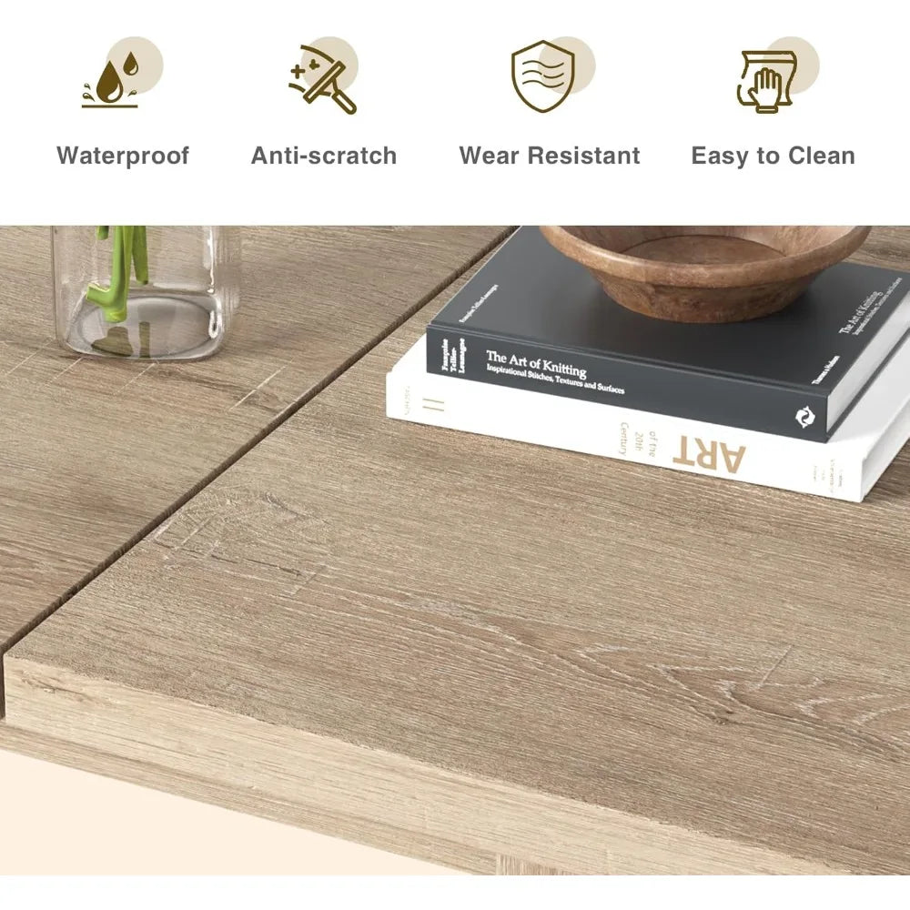 Extendable Dining Table for 6 8 10, 55'' to 78" Expandable Dining Room Table Mid Century Modern Large Transformer Rectangle Din