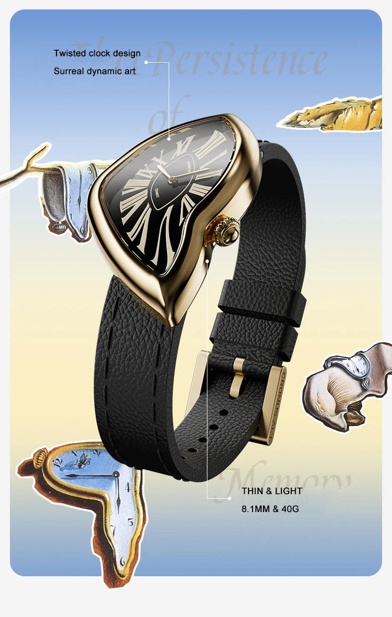 CRONUSART Women Quartz Watch 28mm*46mm Luxury Ladies Wristwatch Irregular Case Crystal Mirror Thickness 8.1mm