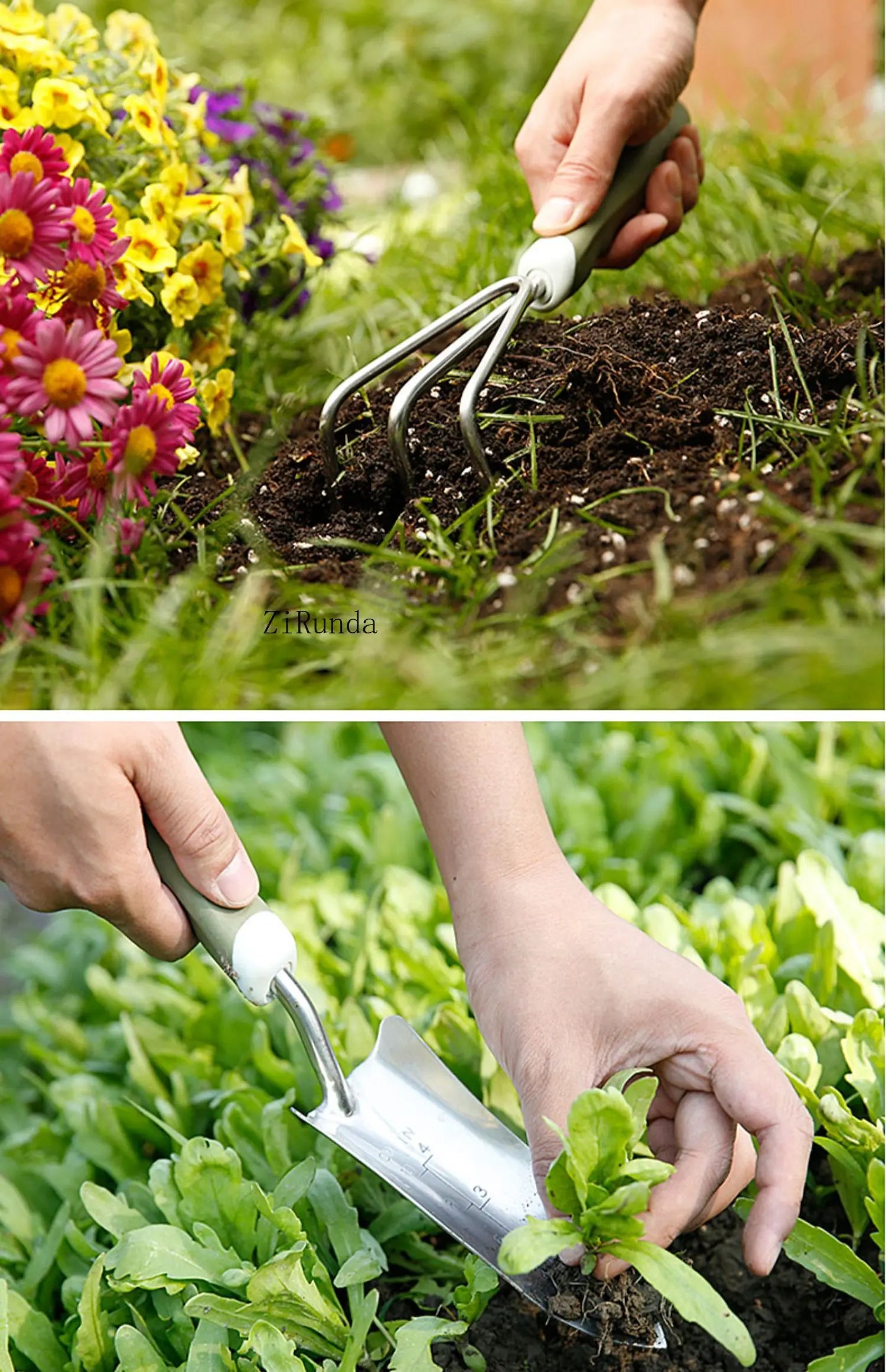 ~Gardening Stainless steel shovel tool 3-piece set Household potted plant planting flower shovel growing vegetable digging shove