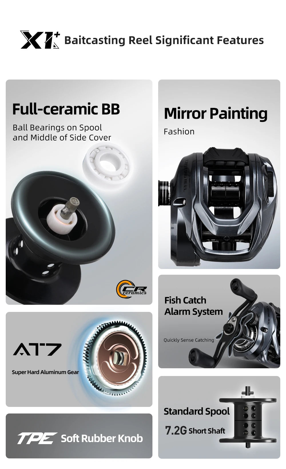 Histar X1 162g Full Ceramic Semi-ceramic, Stainless Steel  Bearings AT7 Aluminum Spool Baitcasting Fishing Reel