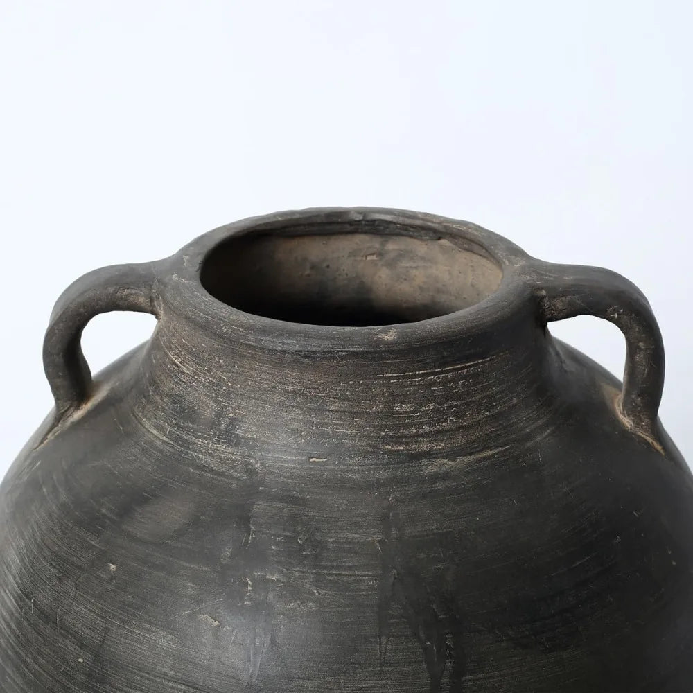 14 H Charcoal Gray Vase with Two Handles (4.9 Opening)