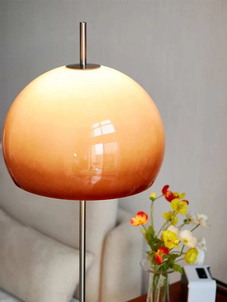 Bauhaus Living Room Retro Glass Table Lamp Gradient Orange Mushroom Floor Lamp Living Room Bedroom Atmosphere LED Lamp