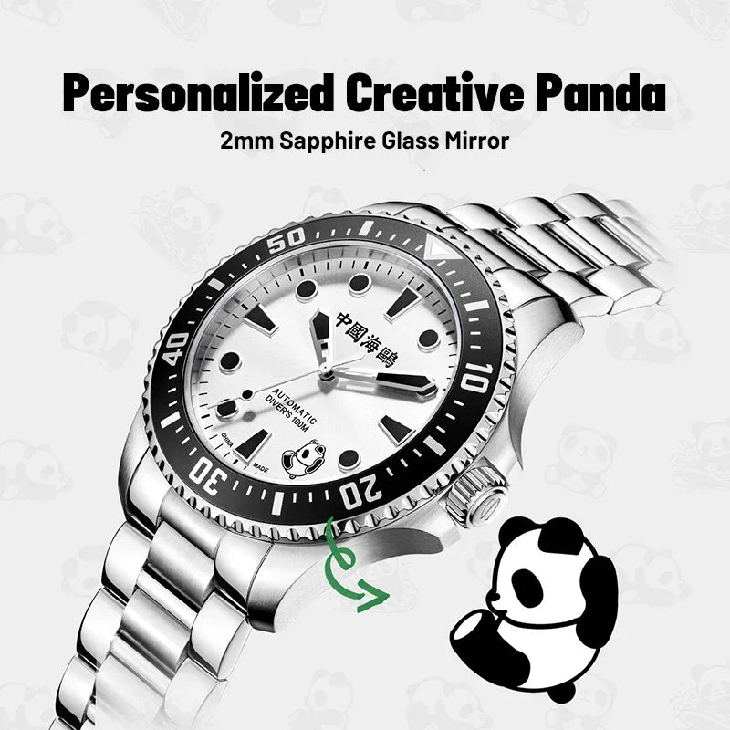 2025 Seagull Men's Watch Rolling Panda Design 100M Diving Watches Automatic Mechanical Wristwatch Sapphire Crystal Luminous Ocea