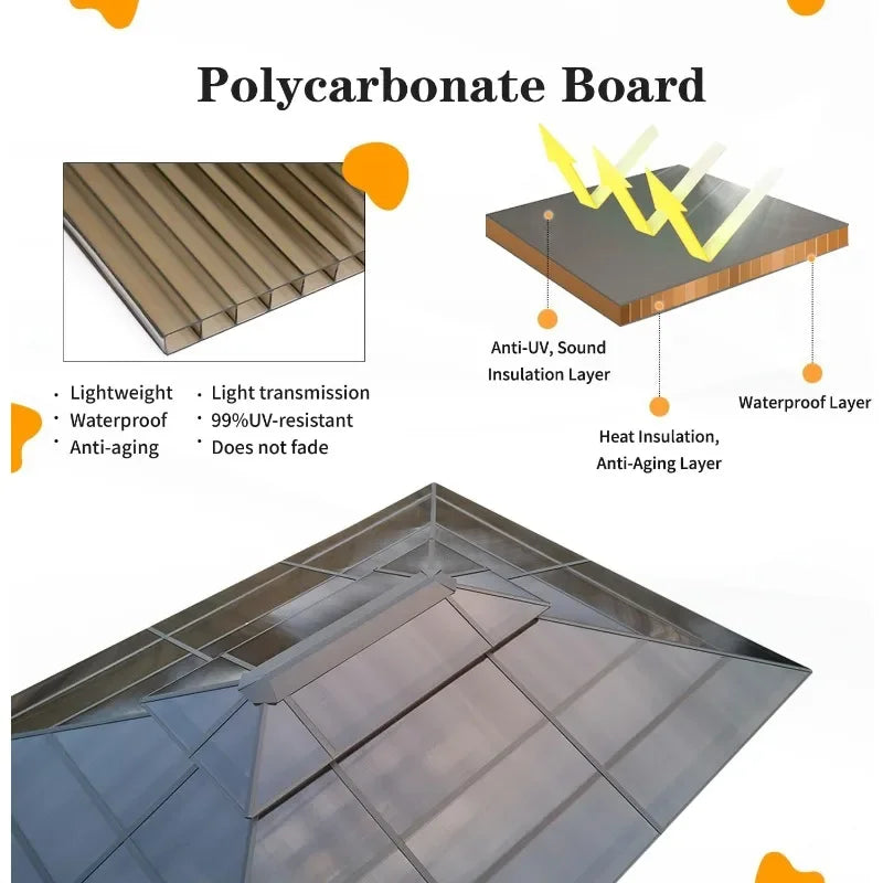 Discount 10'x13' Hardtop Gazebo, Outdoor Polycarbonate Double Roof Canopy, Aluminum Frame Permanent Pavilion with Curtains and N