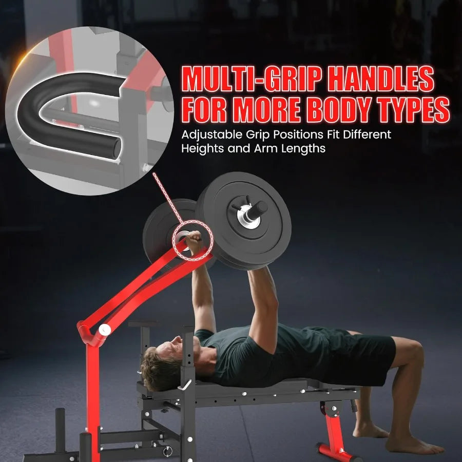 Chest Press Machine – Bench Press with Adjustable Backrest & Dual Band Pegs, Adjustable Flat Incline Bench for Chest, AB Worko