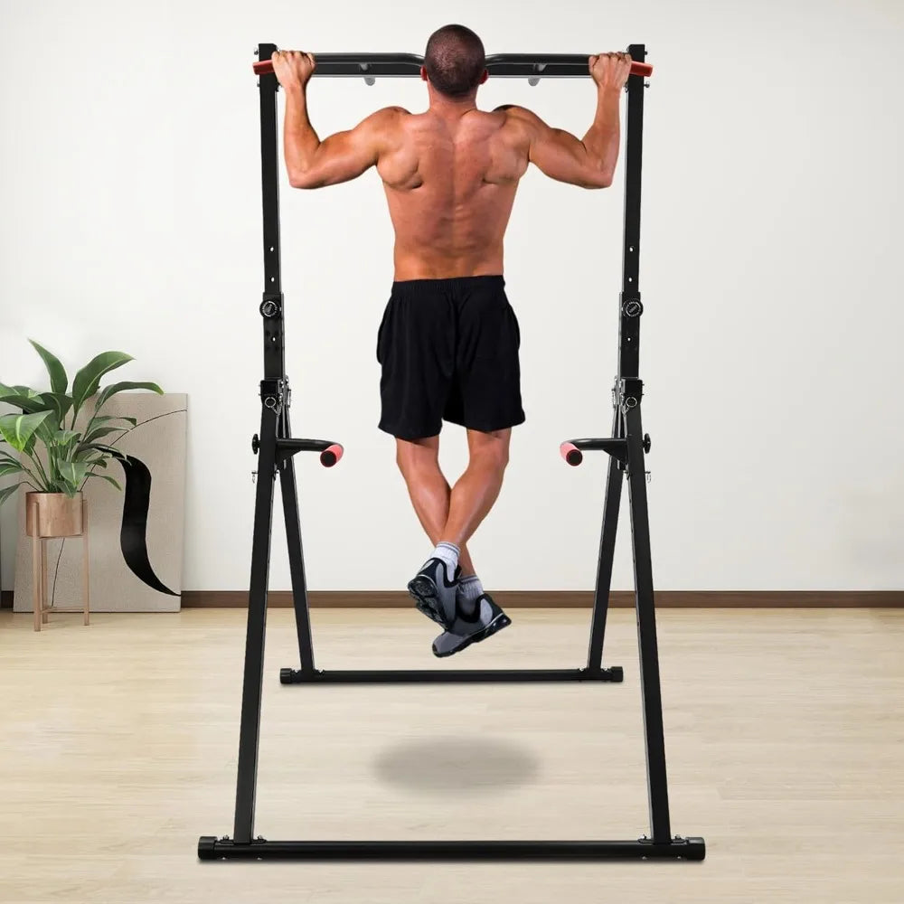 Foldable Power Station Pull-Up Bar Freestanding Triangular Power Tower Dip Station for Pull-Up Bar Pushups Abdominal