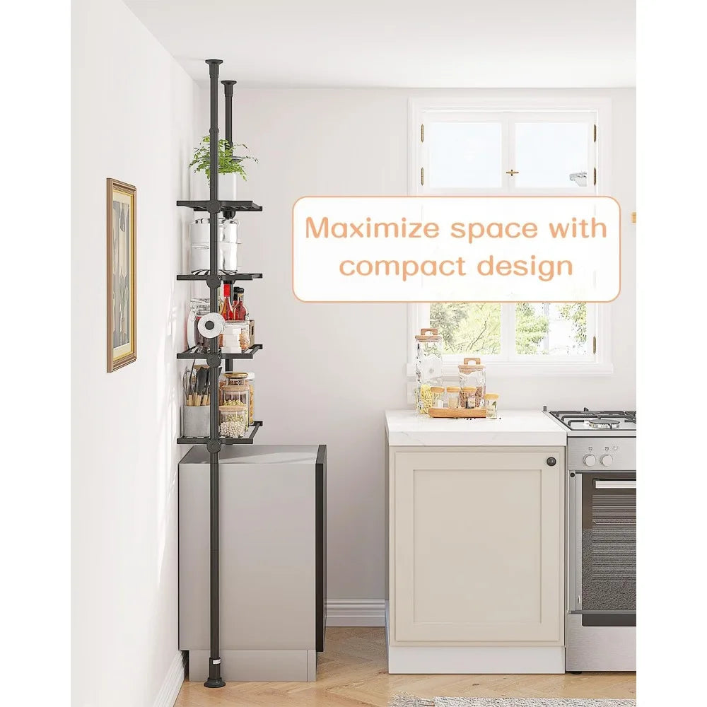 allzone adjustable over the toilet storage shelf, 4-tier ample over toilet bathroom organizer and storage,tension mounted above