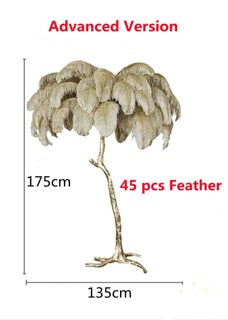 Modern Luxury Feather Floor Standing Lamp Living Room Sofa Background Wall Bedroom Bedside Light Home Deco Floor Lamp Mood Light
