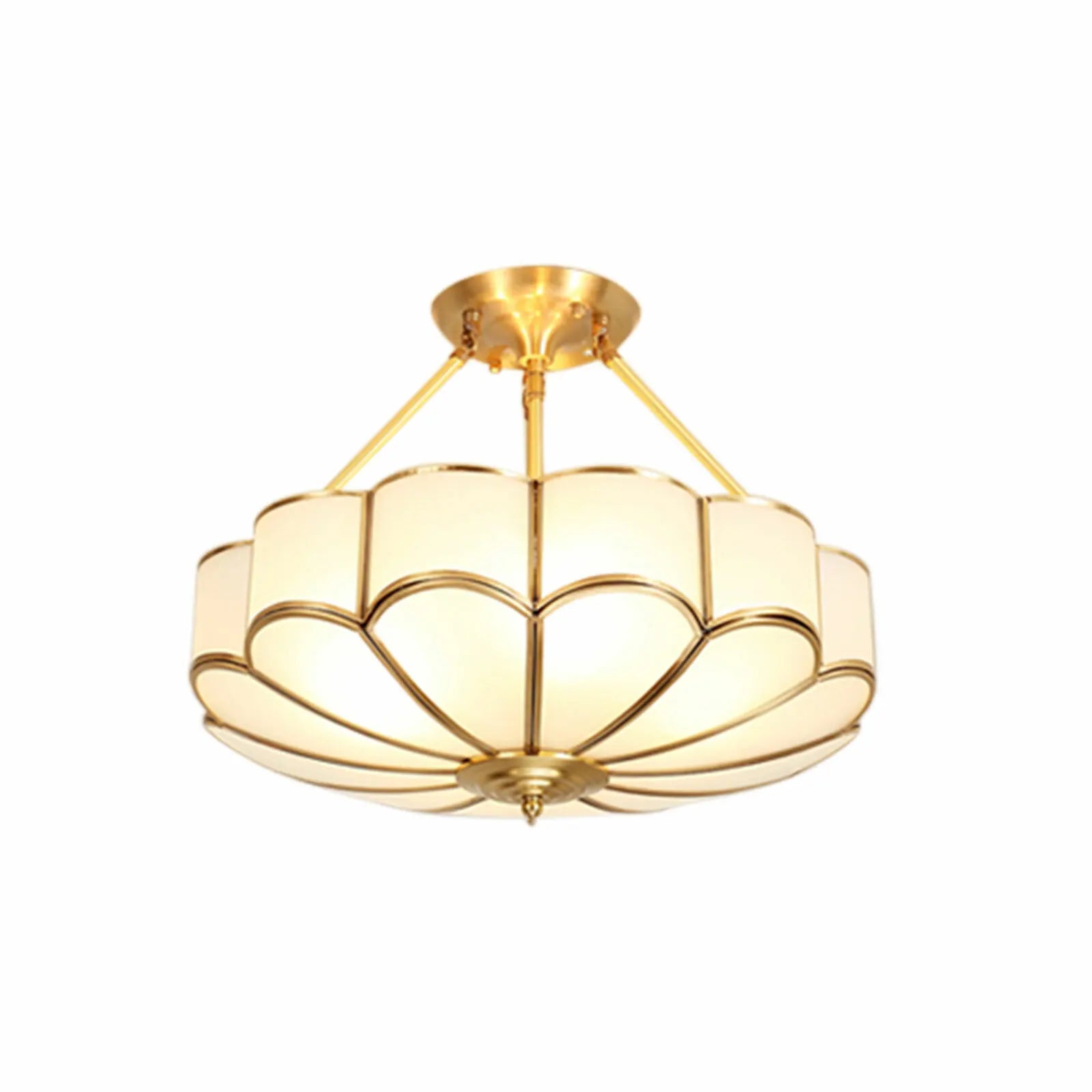 23 Inch Gold and Brass Semi Flush Mount Chandelier Ceiling Light Fixture
