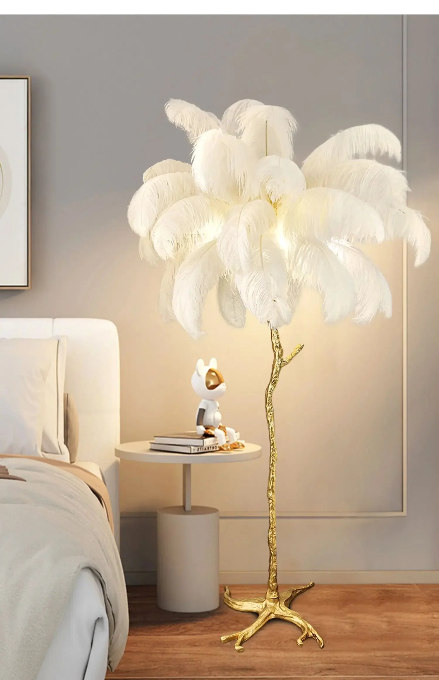 Modern Luxury Feather Floor Standing Lamp Living Room Sofa Background Wall Bedroom Bedside Light Home Deco Floor Lamp Mood Light