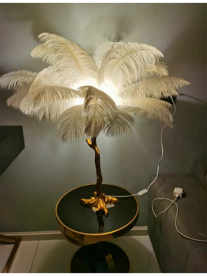 Modern Luxury Feather Floor Standing Lamp Living Room Sofa Background Wall Bedroom Bedside Light Home Deco Floor Lamp Mood Light