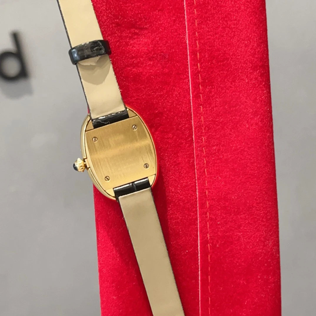 Brand Wrist Watches Woman Girl High Quality 23mm Diamond Oval Style Japanese Quartz Movement Leather Strap Clock CT80