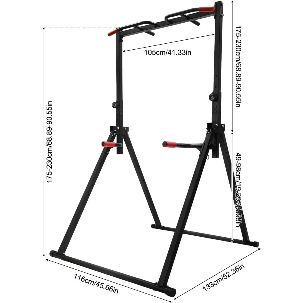 Foldable Power Station Pull-Up Bar Freestanding Triangular Power Tower Dip Station for Pull-Up Bar Pushups Abdominal