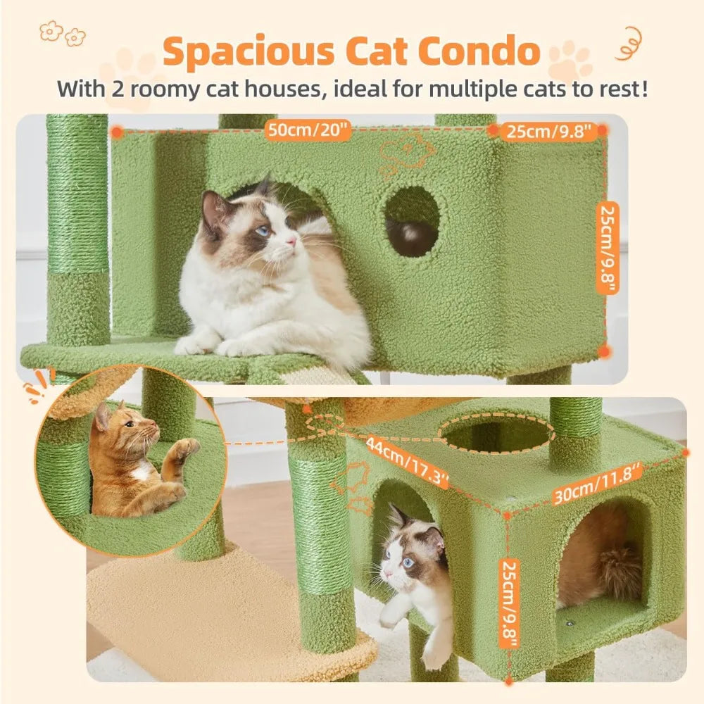 71-Inch Cat Tower for Indoor Cats Large Adult, Multi-Level Large Cat Condo, 8 Sisal Scratching Posts