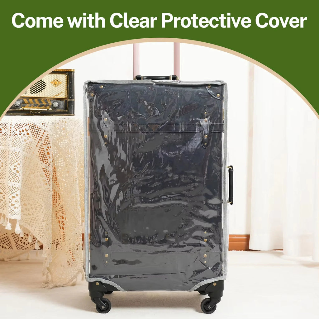 Urecity Vintage Luggage Set Lightweight Trolley Travel Suitcase On Wheels Retro Rolling Luggage 26 "+20" +12 "