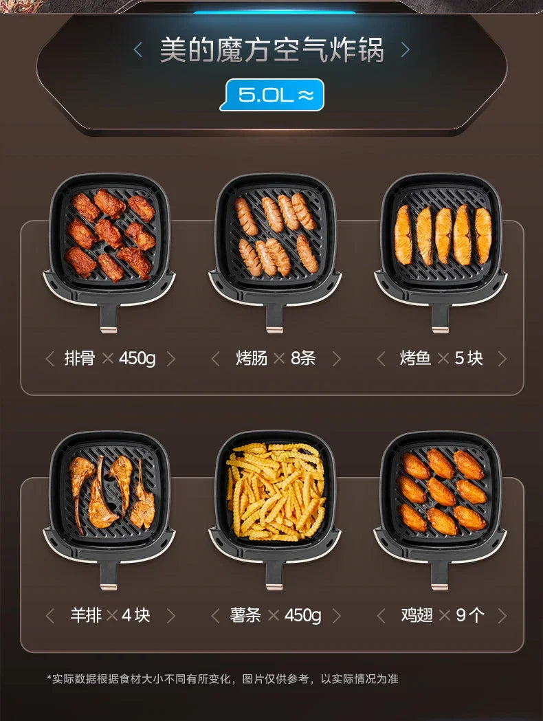 Large Capacity Air Fryer for Household Use Modern Kitchen Appliance Electric Cooking Machine with No Flip Visual Feature