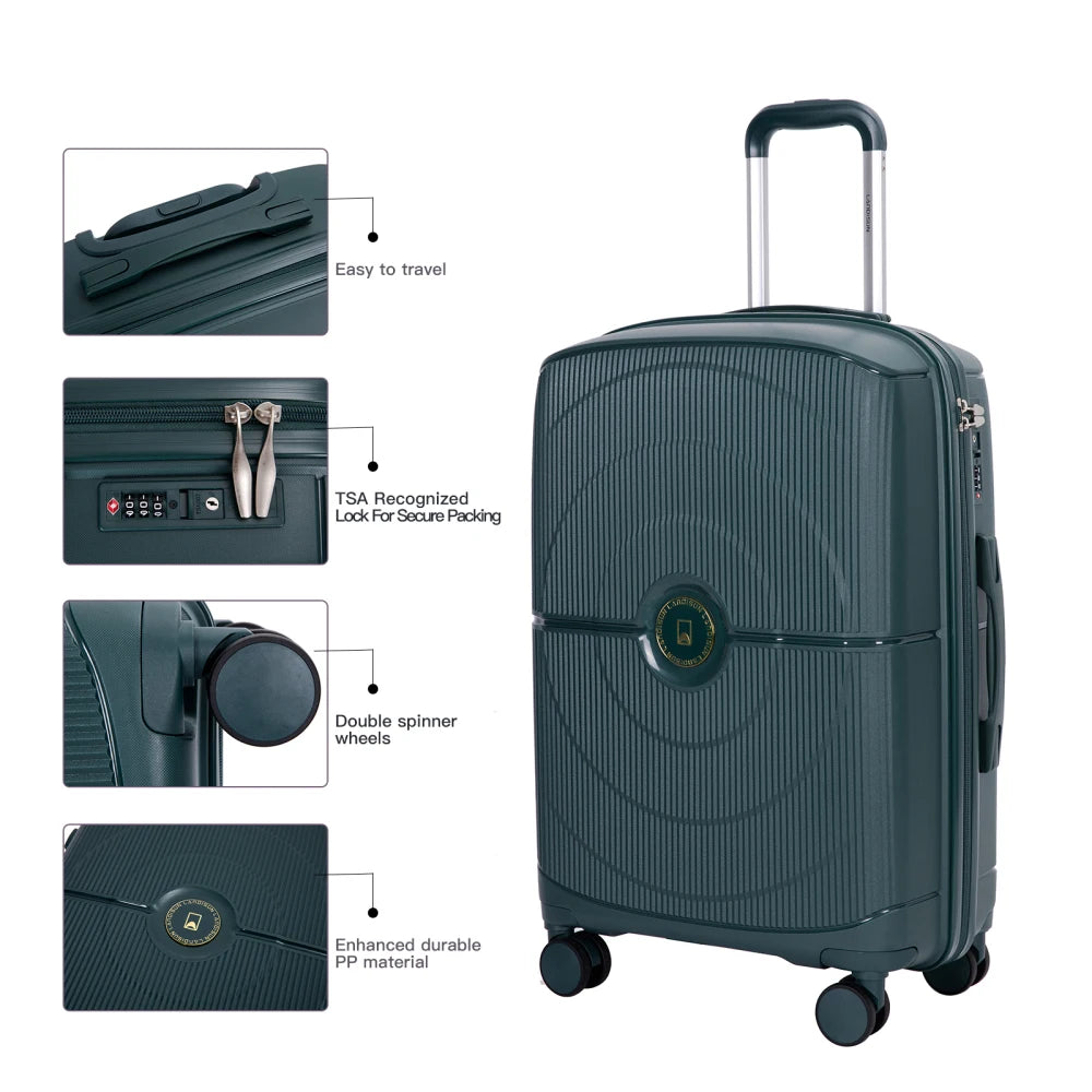 NEW Hardshell Suitcase Double Spinner Wheels PP Luggage Sets Lightweight Durable Suitcase with TSA Lock,3-Piece Set (20/24/28)