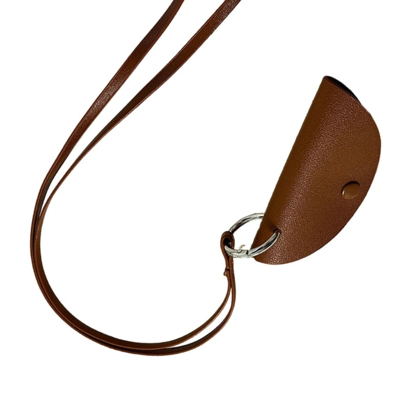 2023 New Elegant PU Leather Key Bag Necklace for Girls Anti Loss Neck Chain Accessory