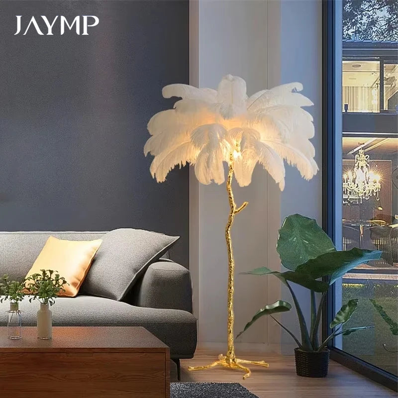 Modern Luxury Feather Floor Standing Lamp Living Room Sofa Background Wall Bedroom Bedside Light Home Deco Floor Lamp Mood Light