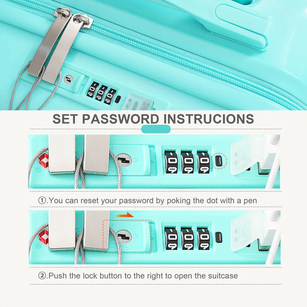 USB Port 20 24inch Front Opening Design Airline Certified Carry on Luggage ABS+PC Hard Shell Luggage with Spinner Wheels