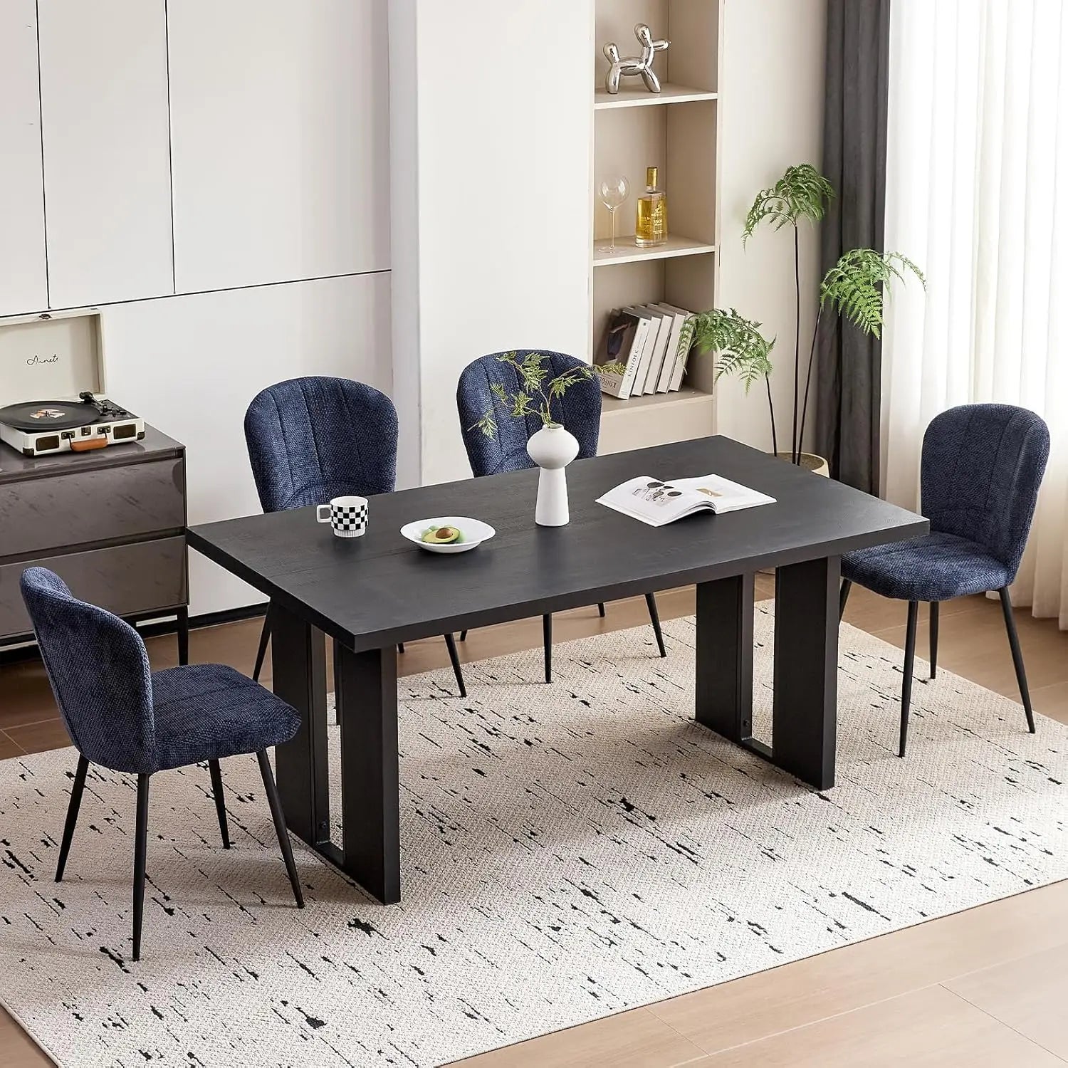 Dining Table for 4- 6 People,Rectangular Farmhouse Kitchen Table with Heavy Duty Legs for Apartment Living Room Work Home Office