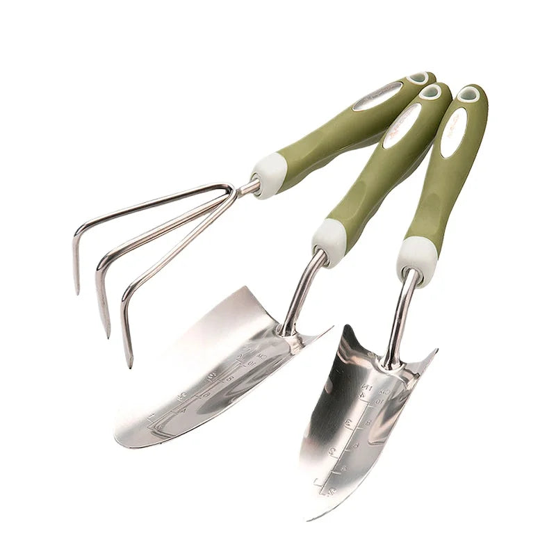 ~Gardening Stainless steel shovel tool 3-piece set Household potted plant planting flower shovel growing vegetable digging shove