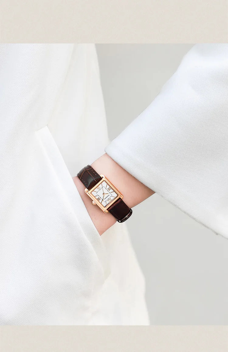 Elegance Leather Watch TIANWANG Luxury Square Women Genuine Leather Japanese Movement Minimalist Dress Wristwatch 3ATM