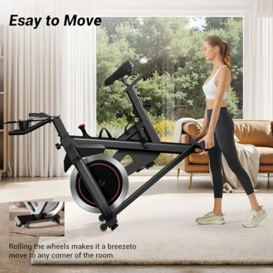Exercise Bike Stationary Bikes for Home 300 LBS Capacity Workout Bike with Silent Belt Drive Indoor Cycling Bike with Extra Com