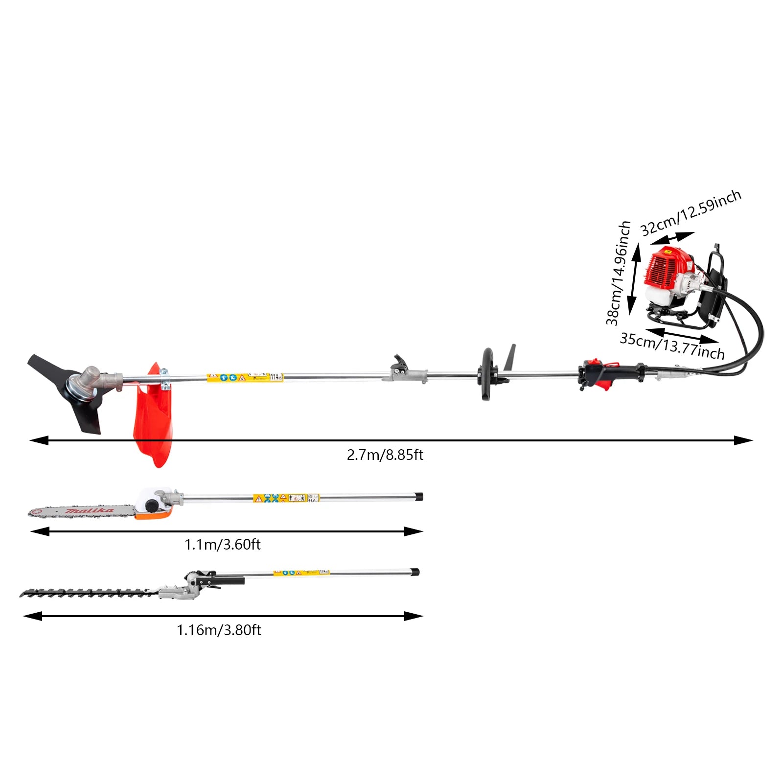 Powerful 52cc 4 in 1 Multi Functional Trimming Tools Gas Hedge Trimmer Weed Eater String Trimmer  Brush Cutter Pole Saw